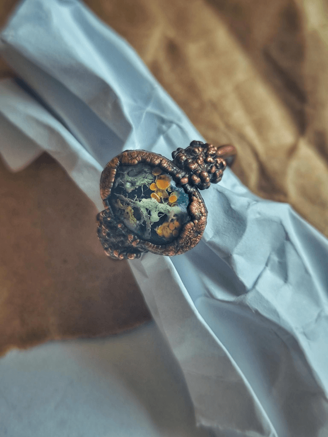 Natural Moss Copper Ring