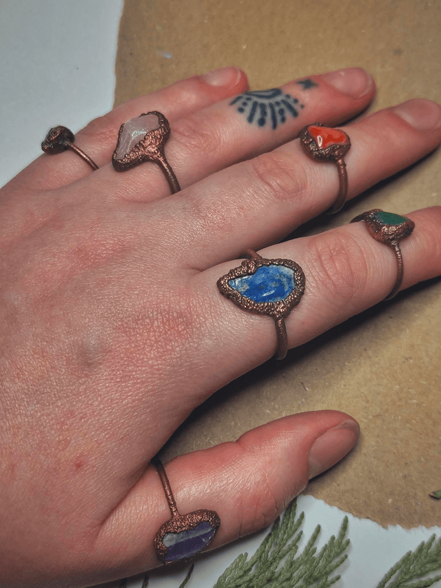 Copper Rose Quartz Ring