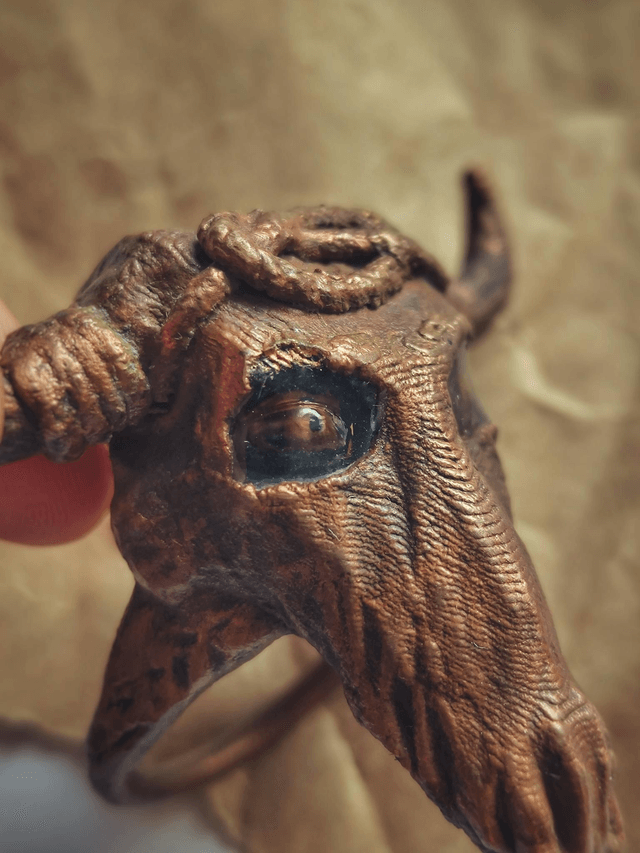 Lady Bird Bull Skull Copper Ring
