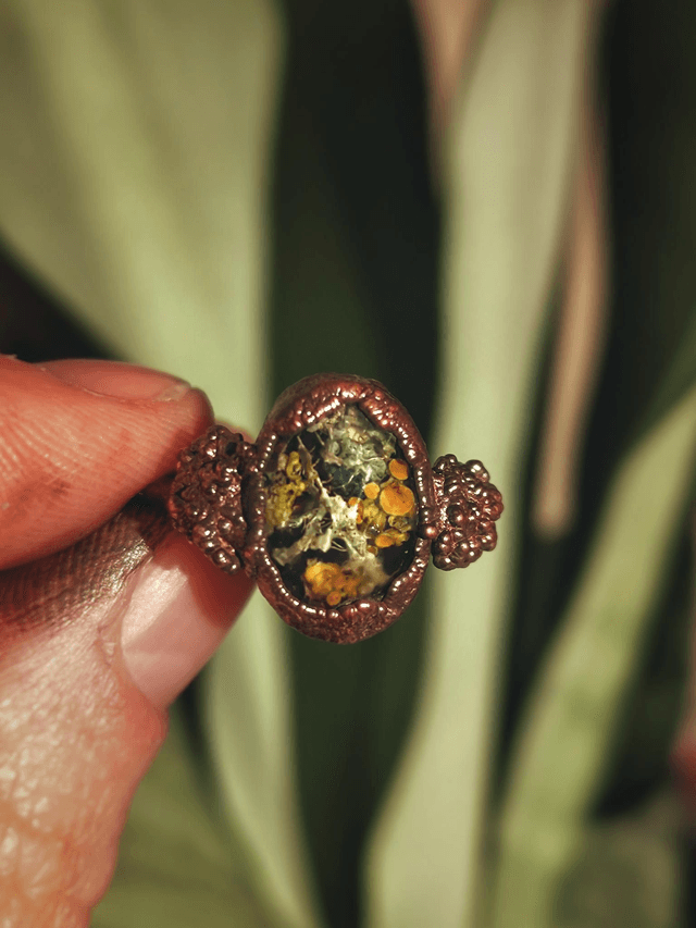 Natural Moss Copper Ring
