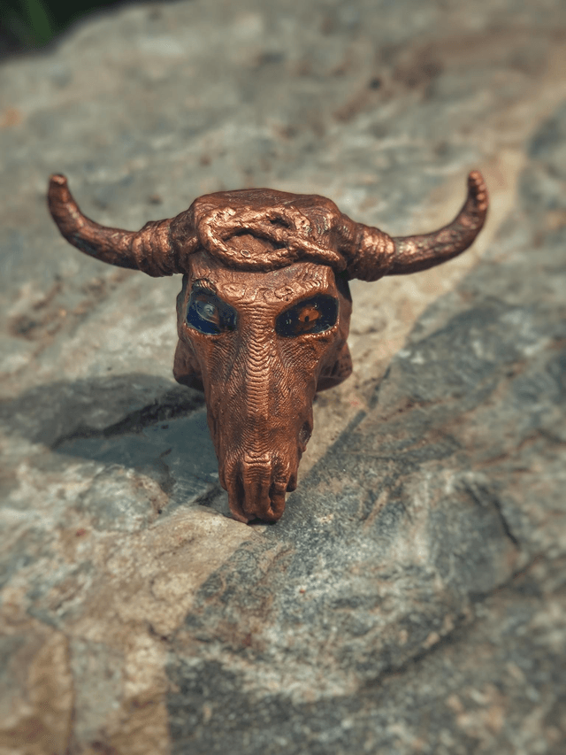 Lady Bird Bull Skull Copper Ring