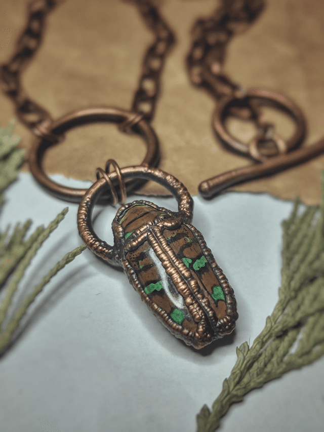 Copper Longhorn Beetle Necklace