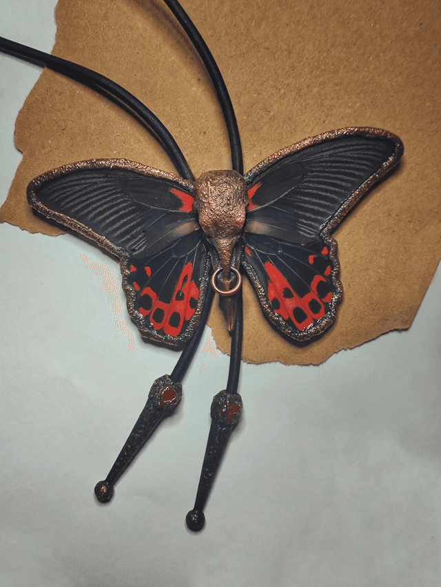 Scarlet Mormon Moth Bolo Tie