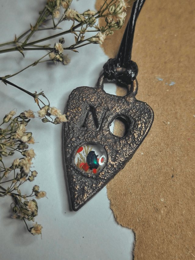 Copper Doc Beetle Planchette Necklace