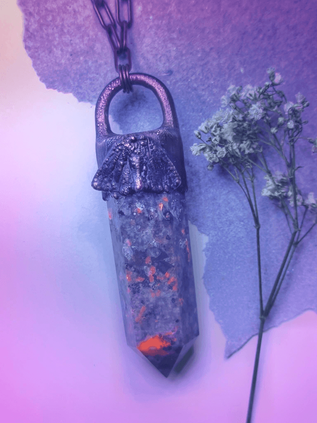 Yooperlite & Real Rustic Moth Necklace