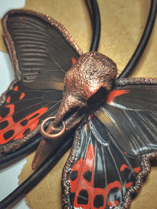 Scarlet Mormon Moth Bolo Tie