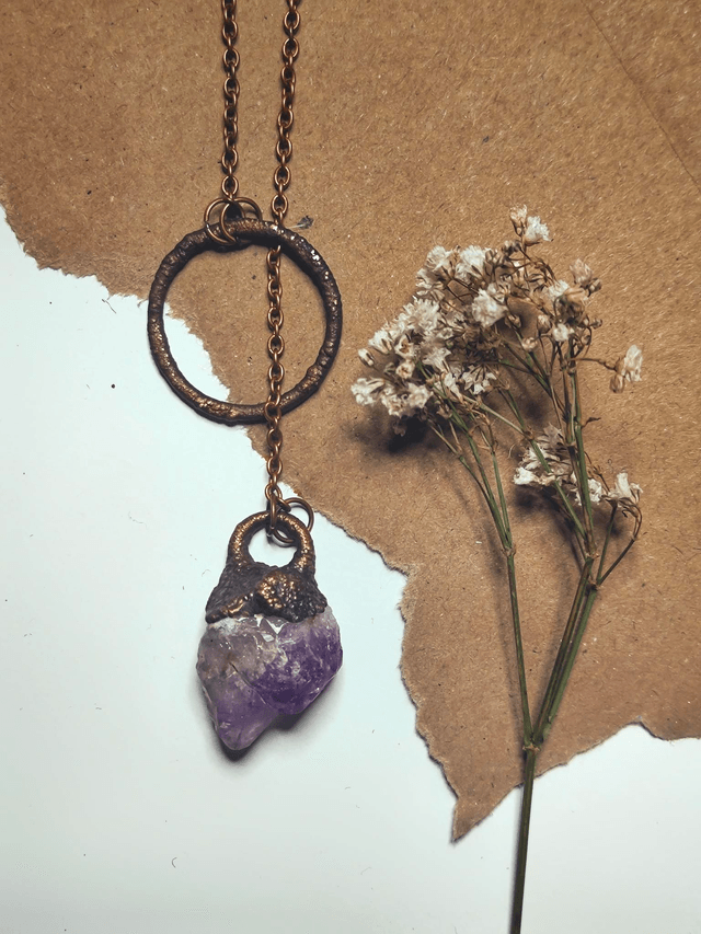 Amethyst Drop Chain Necklace